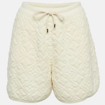Pre-owned Louis Vuitton Cream Monogram Embossed Terry Shorts M In White