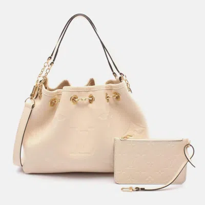 Pre-owned Louis Vuitton Cream Monogram Empreinte Leather Lv Bundle Handbag In White