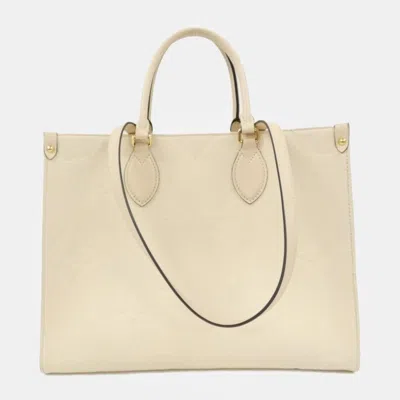 Pre-owned Louis Vuitton Cream Monogram Empreinte Leather Onthego Mm Handbag In White