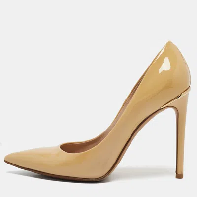 Pre-owned Louis Vuitton Cream Patent Leather Eyeline Pumps Size 37.5