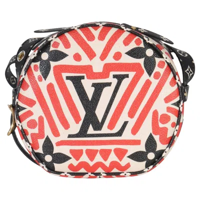 Pre-owned Louis Vuitton Cream Red Giant Lv Crafty Boite Chapeau Souple Bag Pm In White