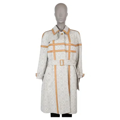 Pre-owned Louis Vuitton Cream Taupe 2022 Since 1954 Leather Trim Trench Coat Jacket 38 S In White