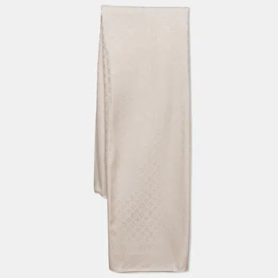 Pre-owned Louis Vuitton Creme Monogram Silk & Wool Evermore Shawl