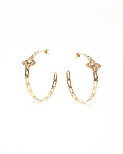 Pre-owned Louis Vuitton Creole Flower Power Rhinestone Hoop Earrings In Multi