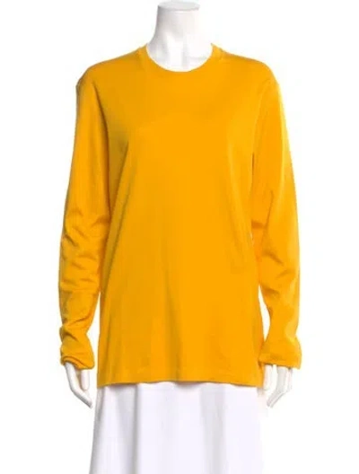 Pre-owned Louis Vuitton Crew Neck Long Sleeve T-shirt In Yellow