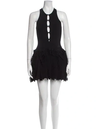 Pre-owned Louis Vuitton Crew Neck Mini Dress In Black