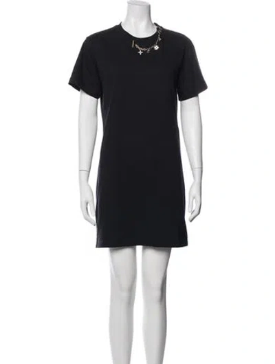 Pre-owned Louis Vuitton Crew Neck Mini Dress In Black