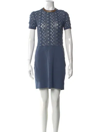 Pre-owned Louis Vuitton Crew Neck Mini Dress In Blue
