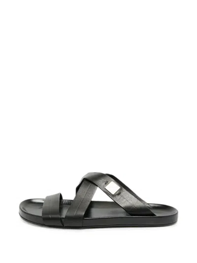 Pre-owned Louis Vuitton Criss-cross Strap Slide Sandals In Black