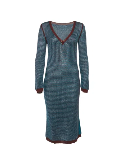 Pre-owned Louis Vuitton Crochet Midi Dress In Blue