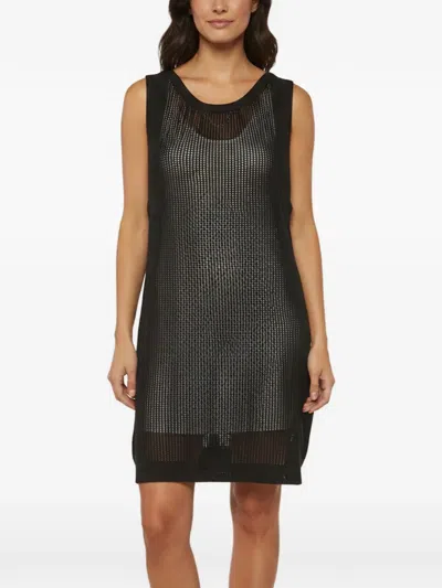 Pre-owned Louis Vuitton Crochet-knit Sleeveless Midi Dress In Black