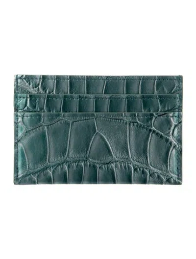 Pre-owned Louis Vuitton Crocodile Card Holder In Green