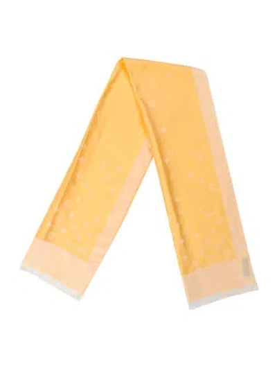 Pre-owned Louis Vuitton Crocodile Printed Scarf In Yellow