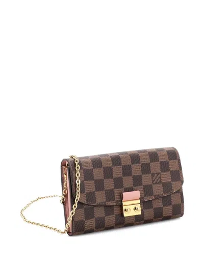 Pre-owned Louis Vuitton Croisette Chain Wallet Damier Crossbody Bag In Brown