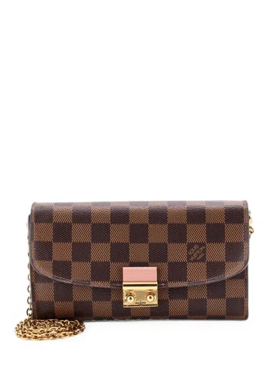 Pre-owned Louis Vuitton Croisette Chain Wallet Damier Crossbody Bag In Brown