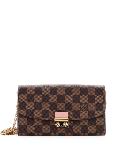 Pre-owned Louis Vuitton Croisette Chain Wallet Damier Crossbody Bag In Brown