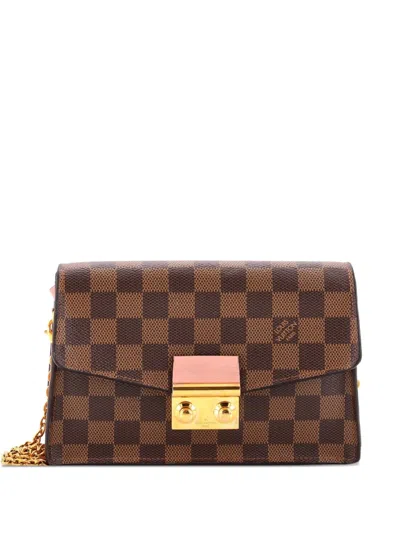 Pre-owned Louis Vuitton Croisette Chain Wallet Nm Damier Crossbody Bag In Brown