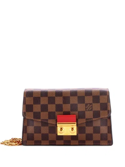 Pre-owned Louis Vuitton Croisette Chain Wallet Nm Damier Crossbody Bag In Brown