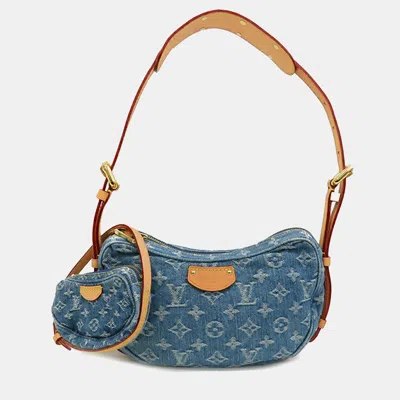 Pre-owned Louis Vuitton Croissant Mm Blue Monogram Denim Shoulder Bag