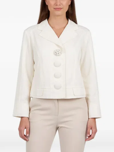Pre-owned Louis Vuitton Cropped Button-down Jacket In White