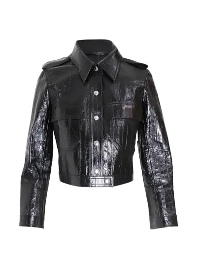 Pre-owned Louis Vuitton Cropped Leather Jacket In Black