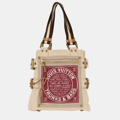 Pre-owned Louis Vuitton Cruise Line Globe Shopper Pm Tote Handbag In Sand