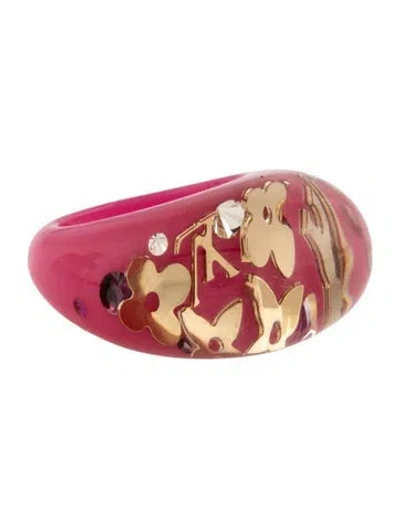 Pre-owned Louis Vuitton Crystal & Resin Inclusion Ring In Pink