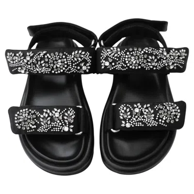 Pre-owned Louis Vuitton Crystal Embellished Pool Pillow Sandals Size 36 In Black