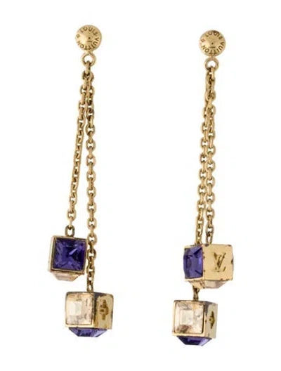 Pre-owned Louis Vuitton Crystal Gamble Drop Earrings In Multi