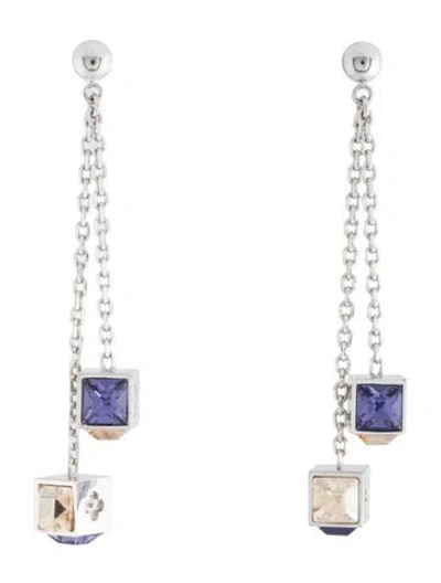 Pre-owned Louis Vuitton Crystal Gamble Drop Earrings In Multicolor