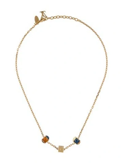 Pre-owned Louis Vuitton Crystal Gamble Station Necklace, 19.25" In Multi