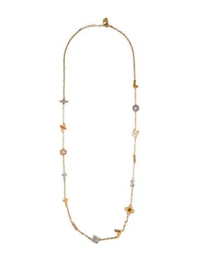 Pre-owned Louis Vuitton Crystal Love Letters Necklace, 36"