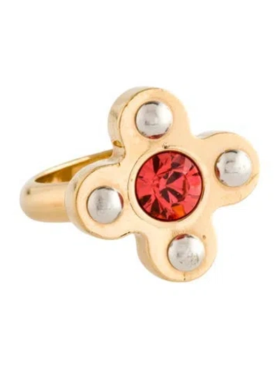 Pre-owned Louis Vuitton Crystal Love Letters Timeless Cocktail Ring In Pink