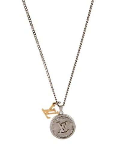 Pre-owned Louis Vuitton Crystal Lv Monogram Pendant Necklace, 26.25" In Multi