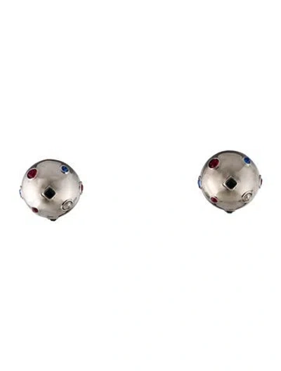 Pre-owned Louis Vuitton Crystal Lv Planet Earrings In Multi