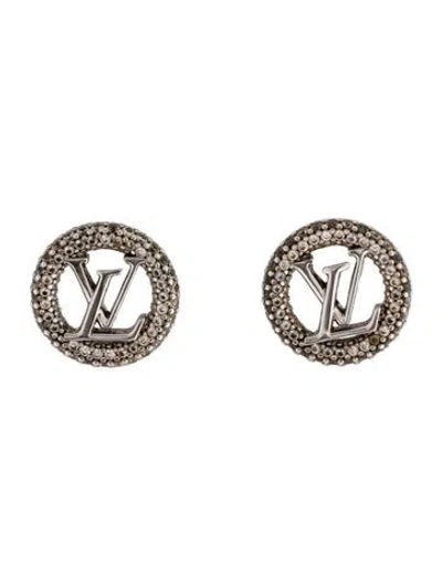 Pre-owned Louis Vuitton Crystal Lv Stud Earrings In Clear