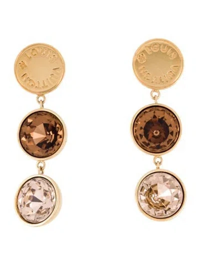 Pre-owned Louis Vuitton Crystal Over The Rainbow Drop Earrings In Brown