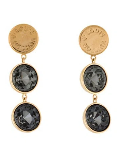 Pre-owned Louis Vuitton Crystal Over The Rainbow Drop Earrings In Gray