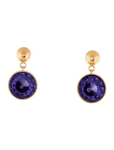 Pre-owned Louis Vuitton Crystal Over The Rainbow Drop Earrings In Purple