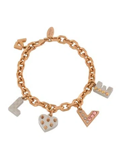 Pre-owned Louis Vuitton Crystal Spiky Valentine Charm Bracelet, 7" In Multicolor