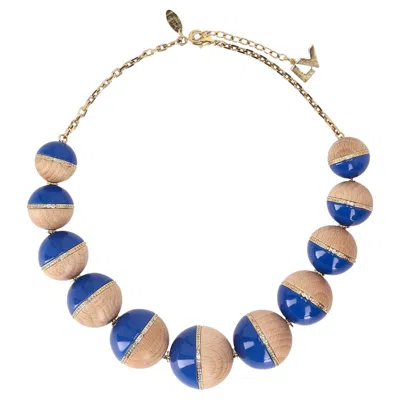 Pre-owned Louis Vuitton Crystal, Wood & Resin Beaded Necklace In Multi