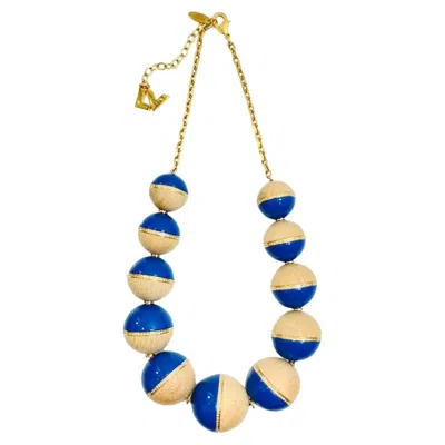 Pre-owned Louis Vuitton Crystal, Wood & Resin Beaded Necklace In Multi