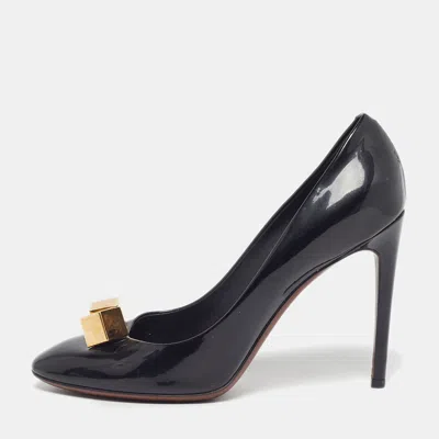 Pre-owned Louis Vuitton Cube Size 39.5 Black Patent Leather Pumps