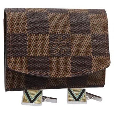 Pre-owned Louis Vuitton Cufflinks Case Damier Brown Canvas Cufflinks Jewelry ()
