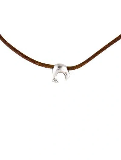 Pre-owned Louis Vuitton Cup Kiwi Leather Choker Necklace, 14.25" In Brown