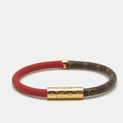 Pre-owned Louis Vuitton Daily Confidential Bracelet Canvas Leather Gold Tone Bracelet