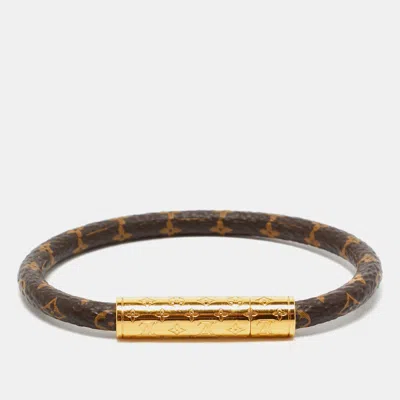 Pre-owned Louis Vuitton Daily Confidential Canvas Monogram Gold Tone Bracelet
