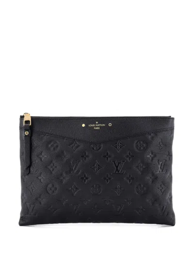 Pre-owned Louis Vuitton Daily Monogram Empreinte Leather Pouch In Black