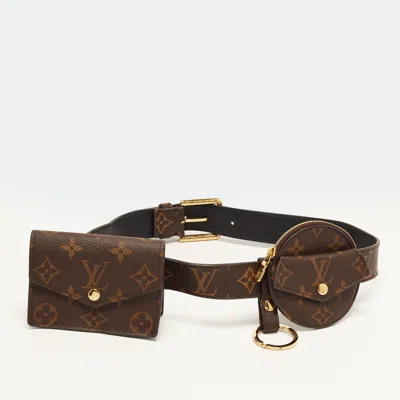 Pre-owned Louis Vuitton Daily Multi Pocket 80 Monogram Canvas Belt Bag In Brown