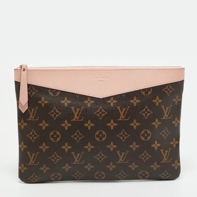 Pre-owned Louis Vuitton Daily Rose Poudre Monogram Canvas Pouch In Pink